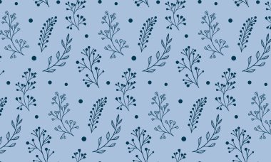 Tasarım, tekstil ve ambalaj kağıdı için mavi renklerde el çizimi vektör deseni