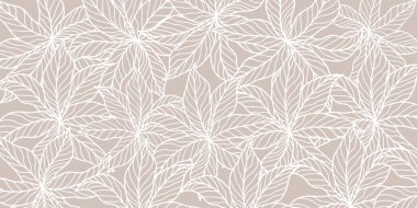 Botanical vector background in beige tones with leaves for design, wallpaper, print, covers