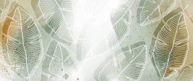 Gentle abstract watercolor vector illustration with palm leaves for decor, covers and creativity