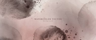 Vector delicate watercolor background in pink-brown shades with watercolor splatters for decor, covers, backgrounds, wallpapers