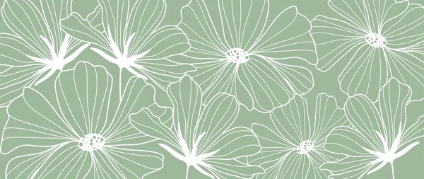 Grüner Vektorhintergrund Mit Blumen Für Dekor Cover Tapeten Präsentationen — Stockvektor