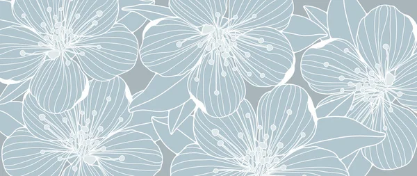Blauer Vektorhintergrund Mit Kirschblüten Für Design Dekor Abdeckungen Tapeten — Stockvektor