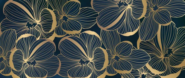 Fond Floral Luxe Vectoriel Avec Crocus Dorés Pour Décor Couvertures — Image vectorielle