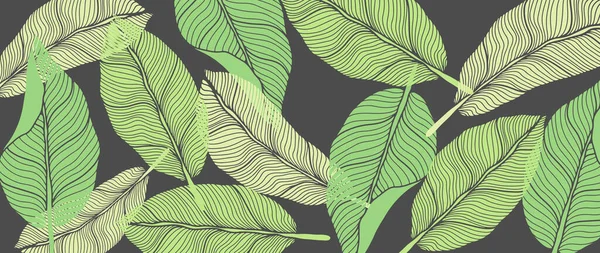 Grüne Minimalistische Botanische Hintergrund Mit Blättern Für Dekor Einbände Tapeten — Stockvektor