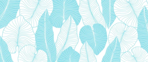 Blauer Vektorhintergrund Mit Palmblättern Und Bananenblättern Für Dekor Cover Hintergründe — Stockvektor