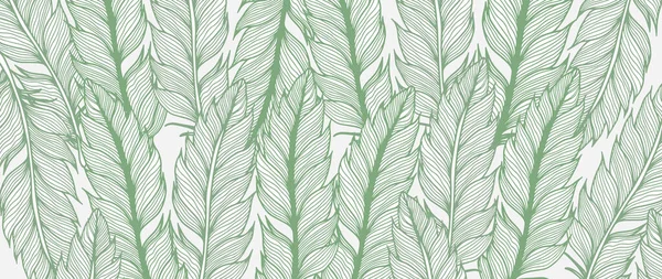 Summer Fresh Vector Illustration Green Feathers Decor Backgrounds Covers Cards — Stock Vector