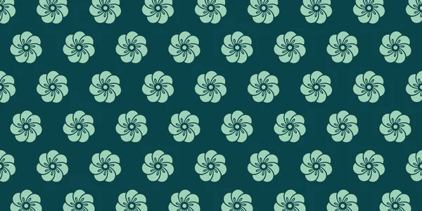 Minimalistisches Vektornahtloses Muster Mit Kleinen Türkisfarbenen Blumen Auf Dunklem Hintergrund — Stockvektor