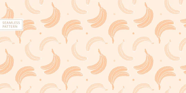 包装紙 カバー 壁紙のためのヌード色でかわいいバナナと夏穏やかなベクトルシームレスパターン — ストックベクタ