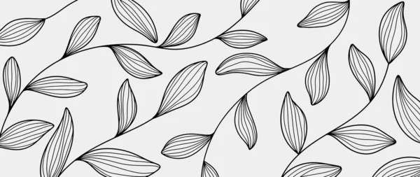 Чорно Біла Векторна Мінімалістична Ілюстрація Стильними Гілками Листям Декору Обкладинки — стоковий вектор