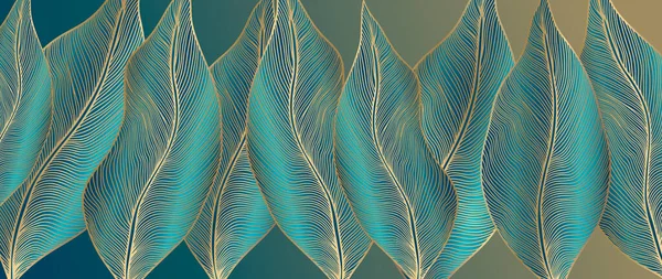 Стильная Векторная Иллюстрация Роскоши Золотыми Листьями Зеленом Фоне Декора Обложек — стоковый вектор
