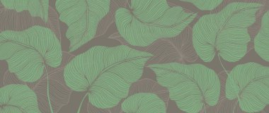 Dekor, kapak, duvar kâğıtları, kartlar ve sunumlar için yeşil palmiye yapraklı şık tropik vektör arkaplanı