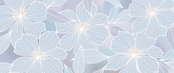Sanfte Vektorflorale Illustration Pastellblauen Farben Mit Weißen Blüten Zweigen Und — Stockvektor