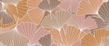 Dekor, duvar kağıtları, kapaklar, kartlar ve sunumlar için ginkgo biloba yaprakları ile vektör botanik arkaplan