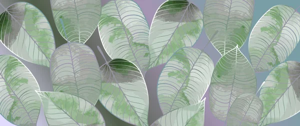 Abstrakter Vektorhintergrund Mit Grünen Aquarellblättern Für Dekor Abdeckungen Hintergründe Hintergrundbilder — Stockvektor