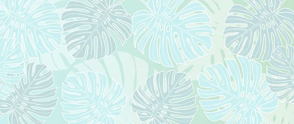 Векторный Мягкий Зеленый Фон Листьями Чудовища Фон Декора Обложки Открытки — стоковый вектор