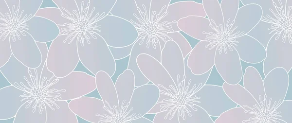 Blassblauer Blumiger Hintergrund Mit Zarten Niedlichen Blumen Abstrakter Hintergrund Für — Stockvektor