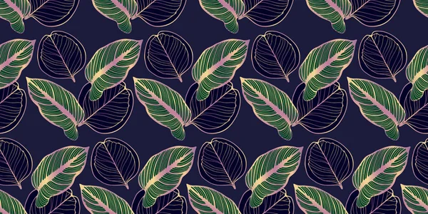 Dunkelblaues Luxuriöses Botanisches Nahtmuster Muster Für Textilien Dekor Einbände Tapeten — Stockvektor