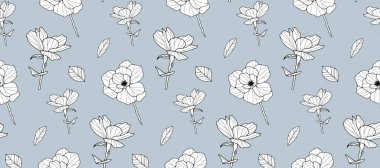 Beyaz çiçekli, dallı ve yapraklı narin çiçek desenli. Tekstil, duvar kağıtları, arka planlar, ambalaj kağıtları, kapaklar için desen.