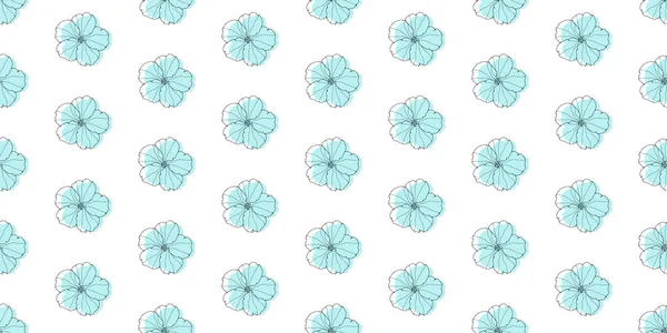 可愛い青い花とミニマリズムの白いシームレスなパターン 包装紙 カバー ポストカードのためのパターン — ストックベクタ