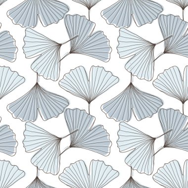 Mavi ginkgo biloba yapraklı botanik kusursuz desen. Tekstil, ambalaj kağıdı, duvar kağıtları, kapaklar, arka planlar, dekor için desen