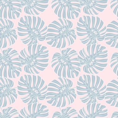 Turkuaz canavar yapraklı, tropik, pürüzsüz bir desen. Tekstil, ambalaj kağıdı, duvar kağıtları, kapaklar, arka planlar, dekor için desen