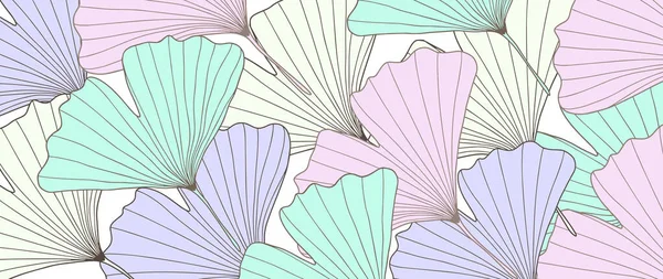 Fond Botanique Multicolore Avec Des Branches Colorées Ginkgo Biloba Contexte — Image vectorielle