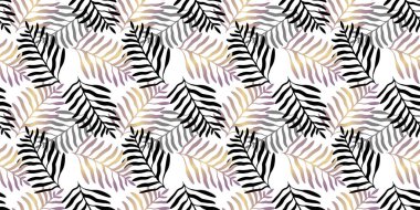 Beyaz arka planda siyah, gri ve mor dalları olan soyut, pürüzsüz bir desen. Tekstil deseni, ambalaj kağıdı, arka plan, duvar kağıdı, dekor