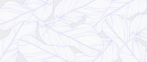 バナナの葉で繊細な紫色の熱帯の背景 ポストカード カバー ソーシャルメディアの投稿の背景 — ストックベクタ