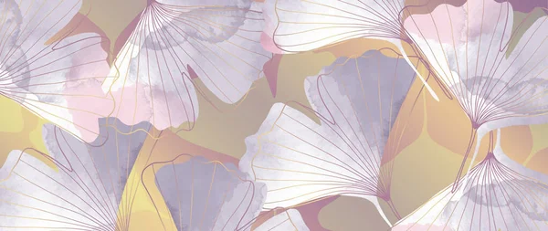 Fond Botanique Abstrait Aquarelle Avec Branches Aquarelles Ginkgo Biloba Contexte — Image vectorielle