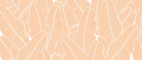 Бледно Оранжевый Тропический Фон Банановыми Листьями Абстрактный Ботанический Фон Оформления — стоковый вектор
