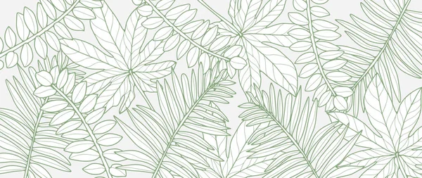 Grüner Tropischer Hintergrund Mit Zweigen Und Blättern Botanischer Hintergrund Für — Stockvektor