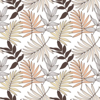 Sonbahar, turuncu dalları ve beyaz arka planda yaprakları olan pürüzsüz bir desen. Duvar kağıtları, tekstil, arka plan, ambalaj kağıdı, kapaklar için desen