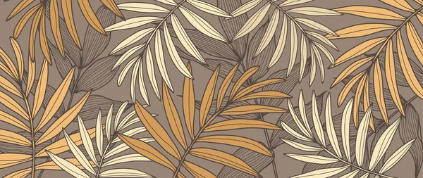Herbstbrauner Botanischer Hintergrund Mit Orangefarbenen Zweigen Und Blättern Hintergrund Für — Stockvektor