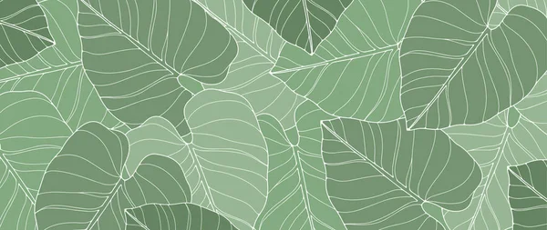 Grüner Tropischer Hintergrund Mit Großen Blättern Botanischer Hintergrund Für Dekore — Stockvektor