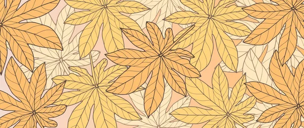 Herbst Orange Hintergrund Mit Kastanienblättern Botanischer Hintergrund Für Dekor Tapeten — Stockvektor