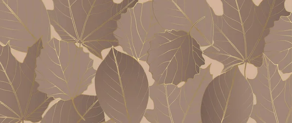 Коричневый Осенний Фон Золотыми Листьями Фон Декора Обои Открытки Презентации — стоковый вектор