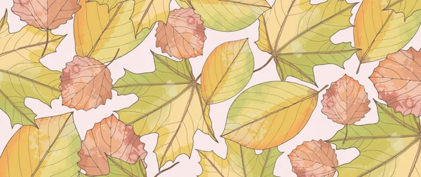 Herbstgrüner Hintergrund Aquarell Technik Hintergrund Mit Blättern Für Dekor Tapeten — Stockvektor