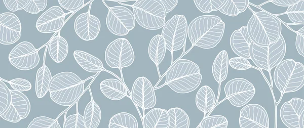 Fond Botanique Bleu Pâle Avec Des Branches Eucalyptus Contexte Pour — Image vectorielle