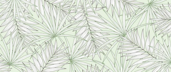 Delicate Tropische Groene Achtergrond Met Takken Bladeren Botanische Achtergrond Voor — Stockvector