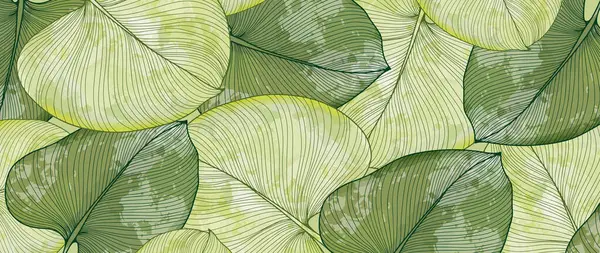 Sfondo Verde Tropicale Con Grandi Foglie Sfondo Astratto Arredamento Copertine — Vettoriale Stock