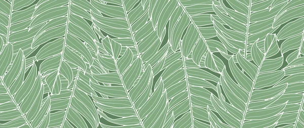 ヤシの枝を持つ緑の熱帯の背景 カバーおよびプレゼンテーションのための植物的な新鮮な背景 — ストックベクタ