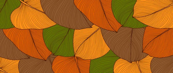 Botanischer Hintergrund Herbst Mit Bunten Blättern Hintergrund Für Dekor Tapeten — Stockvektor