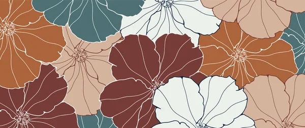 Floral Bunten Hintergrund Mit Blumen Herbstfarben Hintergrund Für Dekor Hintergrundbilder — Stockvektor