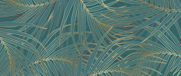 Темно Бирюзовый Роскошный Ботанический Фон Золотыми Ветвями Абстрактный Фон Декора — стоковый вектор