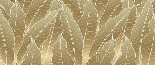 Goldener Botanischer Luxus Hintergrund Mit Bananenblättern Tropischer Hintergrund Für Dekor — Stockvektor