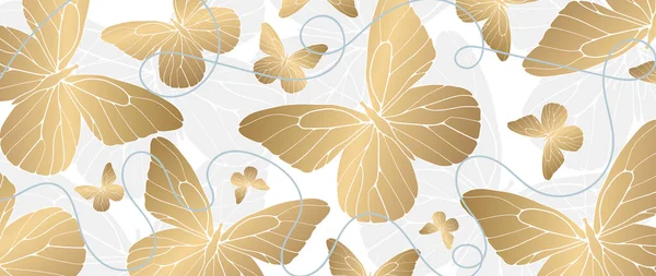 Goldener Luxus Hintergrund Mit Zarten Schmetterlingen Hintergrund Für Dekor Tapeten — Stockvektor