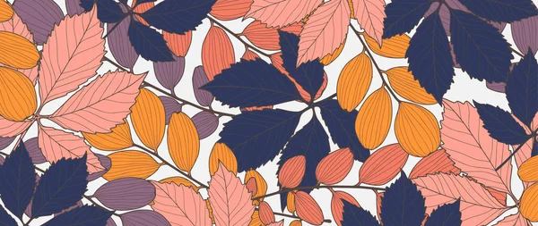 Vektorbotanischer Herbsthintergrund Mit Zweigen Und Blättern Hintergrund Für Dekor Tapeten — Stockvektor