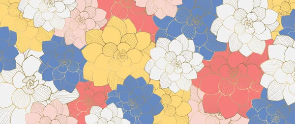 Fond Floral Lumineux Avec Des Plantes Succulentes Colorées Fond Botanique — Image vectorielle