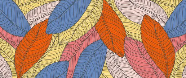 Яркий Осенний Ботанический Фон Красочными Листьями Фон Декора Обои Обложки — стоковый вектор