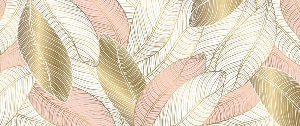 Нежный Ботанический Роскошный Фон Золотыми Банановыми Листьями Женский Фон Различных — стоковый вектор